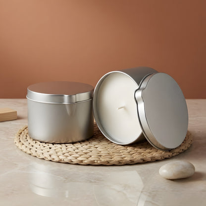 Boîte métallique Argent - Ronde avec verseur - 250 ml