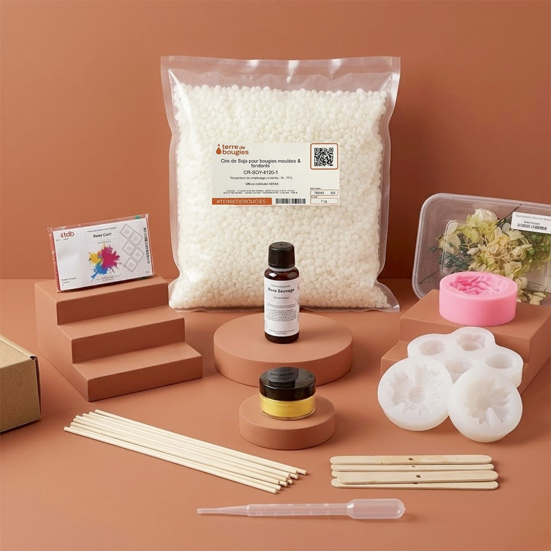 Kit per fondente - Mazzo di fiori kit accessorio fabbricazione candela artigianale DIY Terre de Bougies