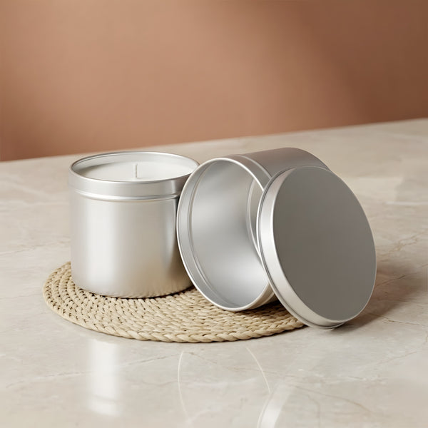 Boîte métallique Grise - Ronde avec couvercle - 250 ml