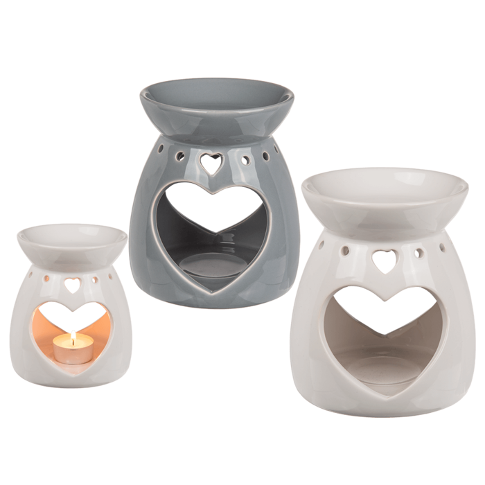 Be-Creative Bruciatore Per Oli Essenziali A Forma Di Cuore In Ceramica - Con Piattino E Cera Profumata Al Lampone - Decorazione Profumata Per Casa E Ufficio - 2