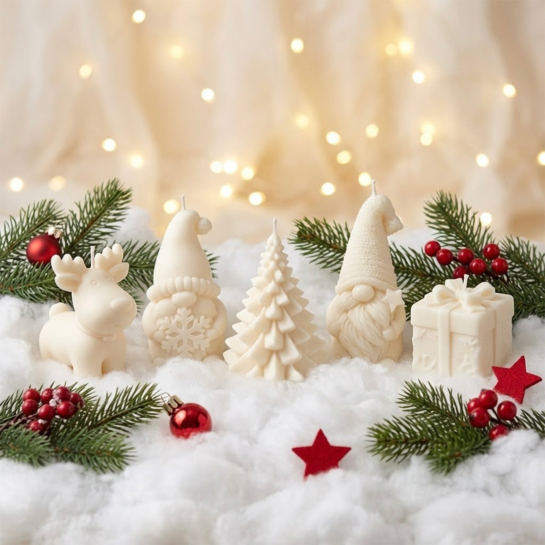 lot découverte de 5 moules pour bougies moulées pour Noël
