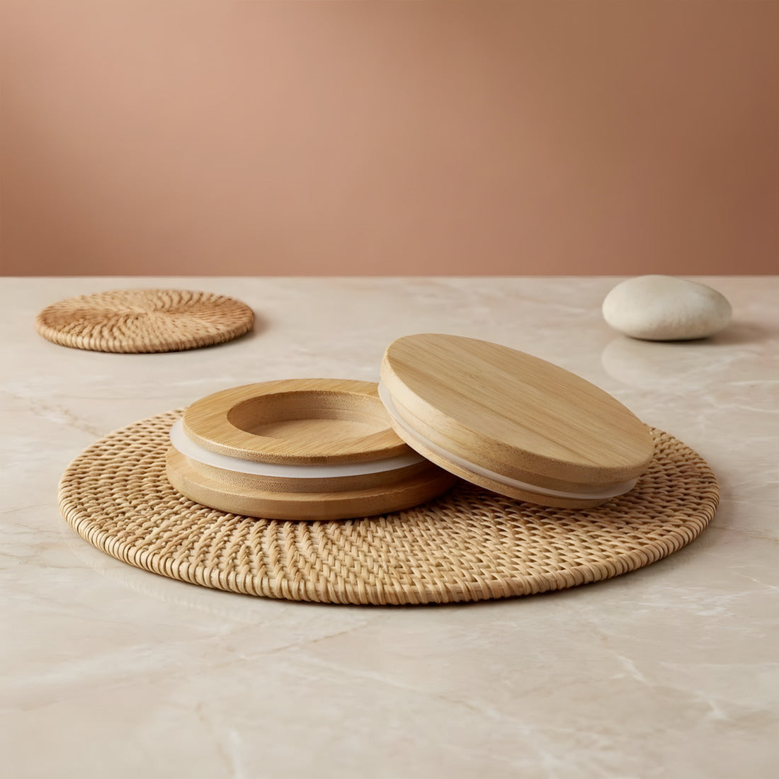 Couvercle en bois de hêtre - 67 mm de diamètre