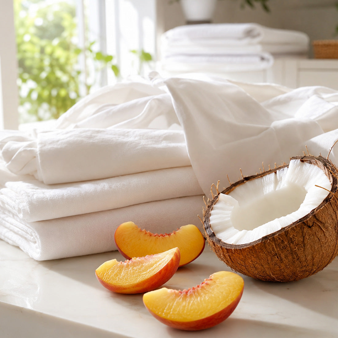 Pêche et coco, fruité et vert de Grasse pour détergents maison