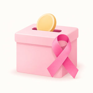 Boîte de dons rose et ruban rose d'Octobre Rose