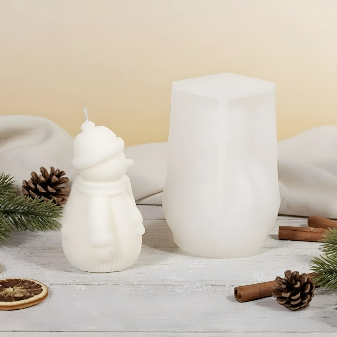 Moule bougie Bonhomme de neige de profil