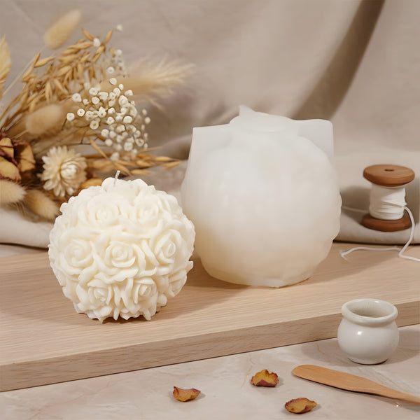 Lot De 3 Moules à Bougies Silicone - Roses, Œillets, Pivoines - Formes Florales Réalistes