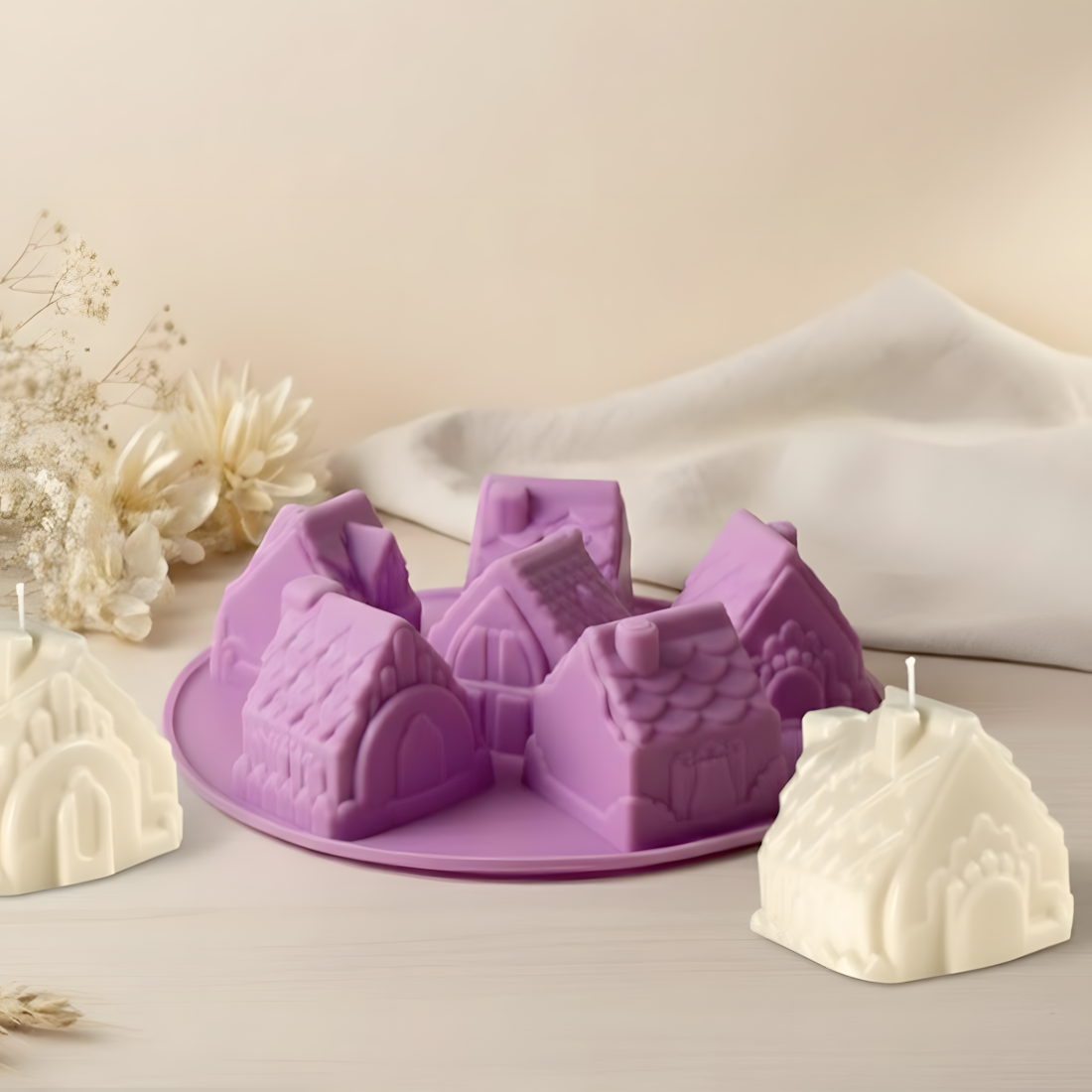 Moule bougie Chaumières - Silicone pour fabrication artisanale bougie cire DIY Terre de Bougies