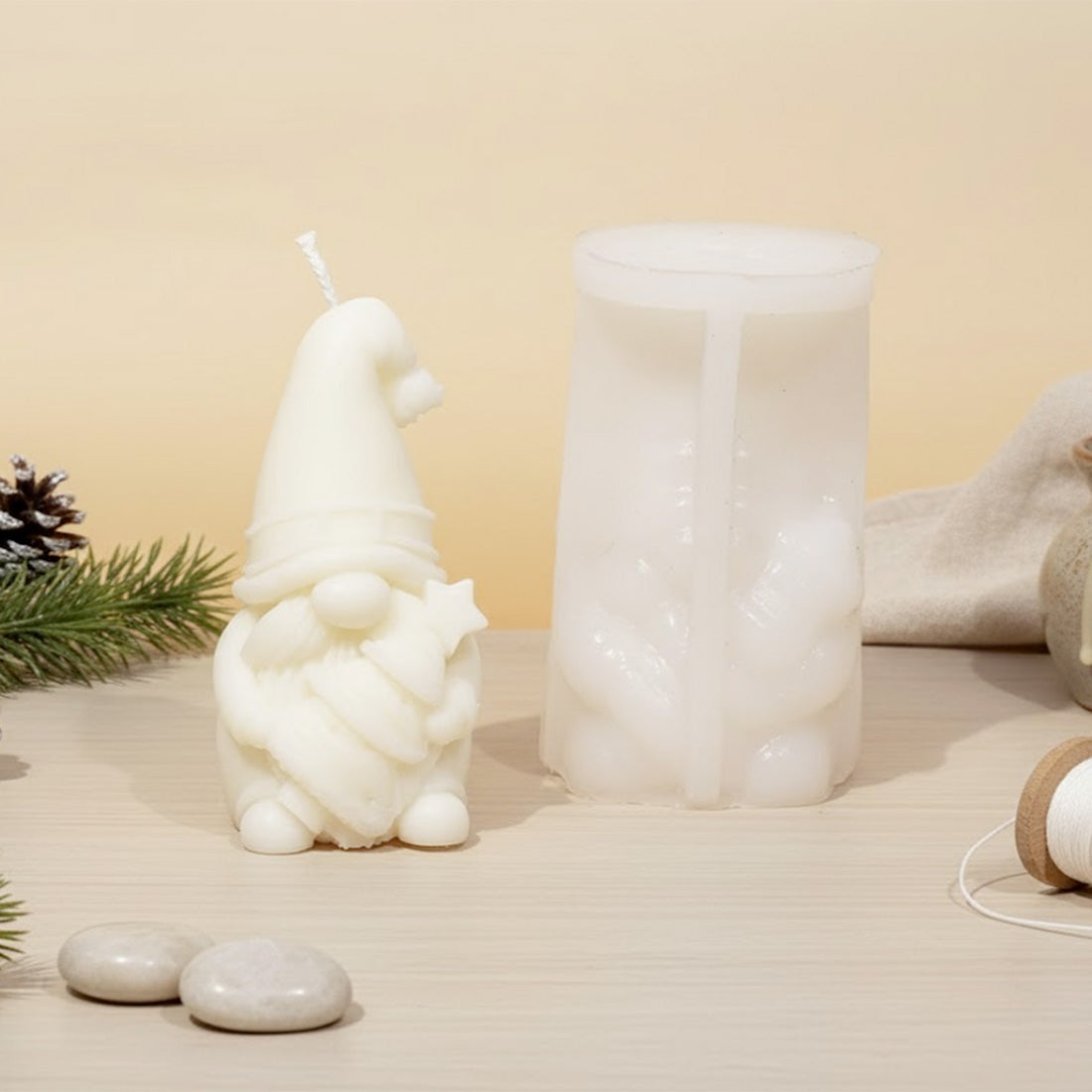 Stampo per candela a forma di elfo di Natale con albero - Silicone