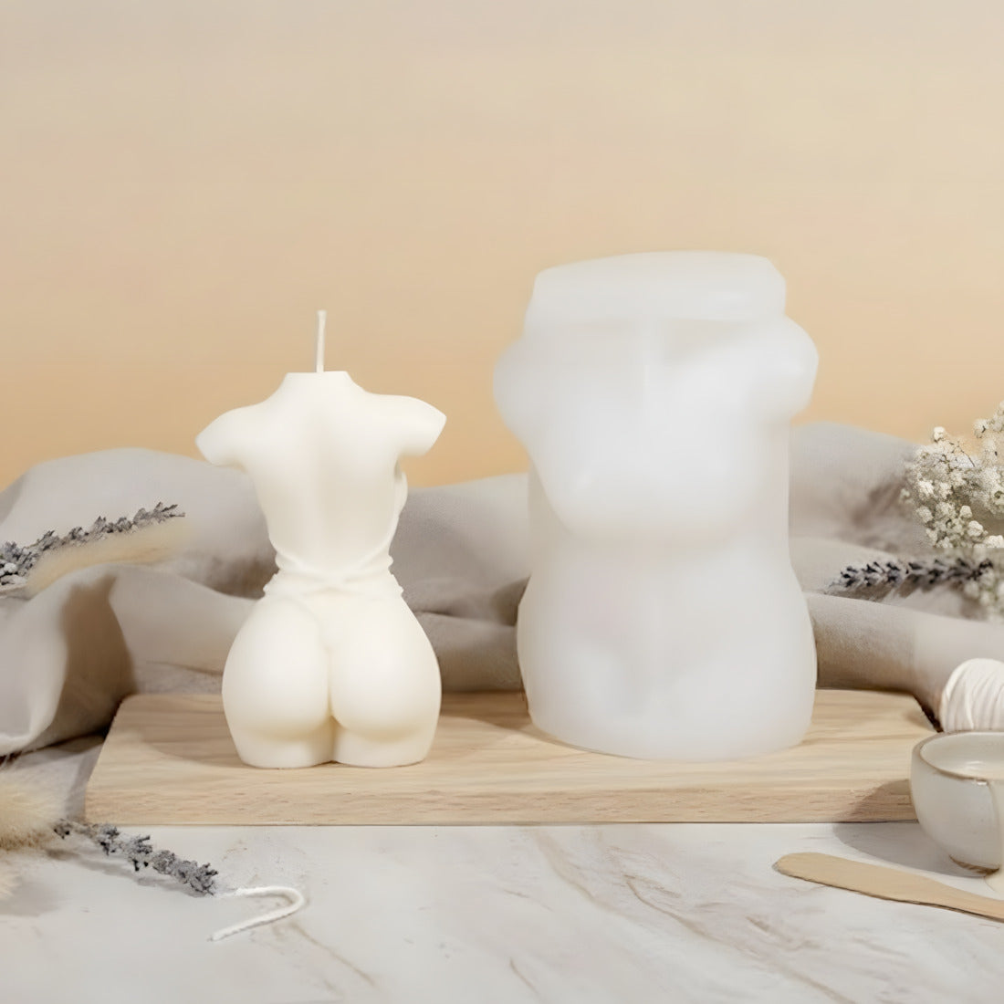 Kit Moule Silicone Arc + Mèches + Support - Pour Bougies, Plâtre Ou Résine, Formes Ondulées 3D