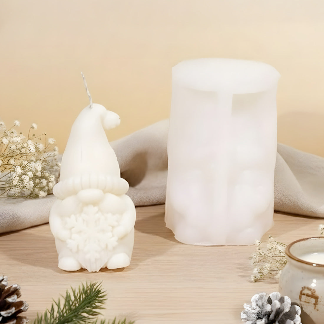 Moule bougie Lutin de Noël avec flocon