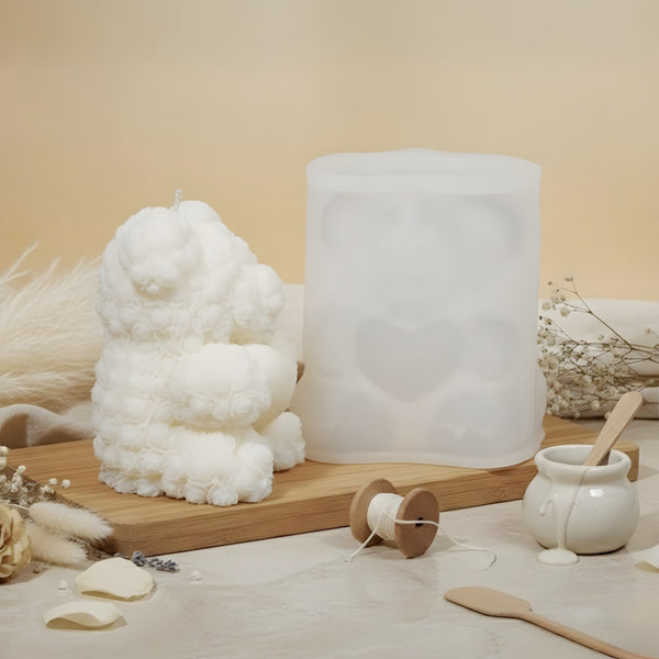 Moule bougie Ours coeur de profil