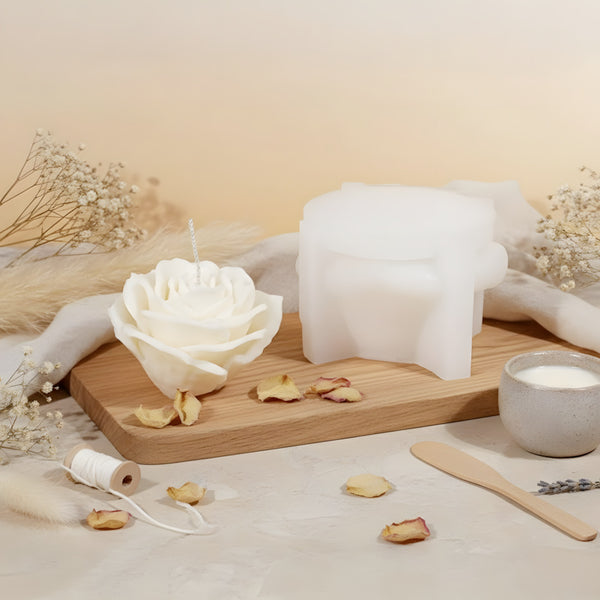 Stampo in silicone a forma di rosa con foglie