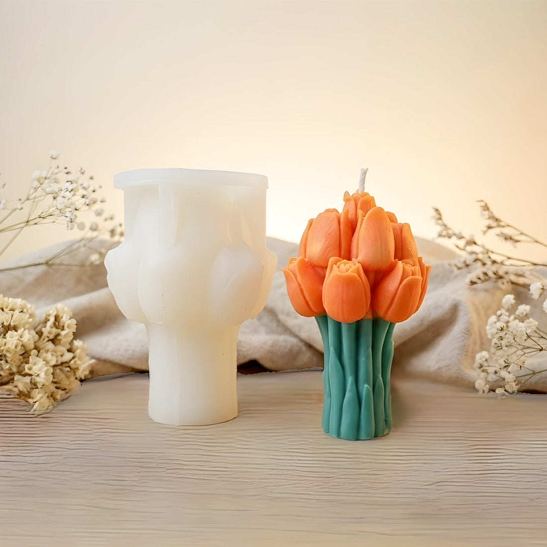 Forma do świec tulipanów - silikon do ręcznego wyrobu świeca z wosku DIY Terre de Bougies