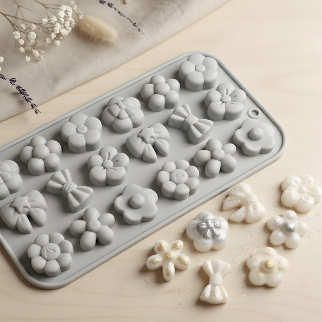 Moule décoration Nœuds & fleurs