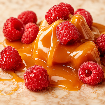 Framboise et caramel parfum gourmand de Grasse pour bougies fondants et diffuseurs