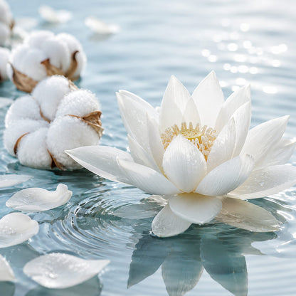 Lotus blanc et coton parfum fleuri de Grasse pour bougies fondants et diffuseurs