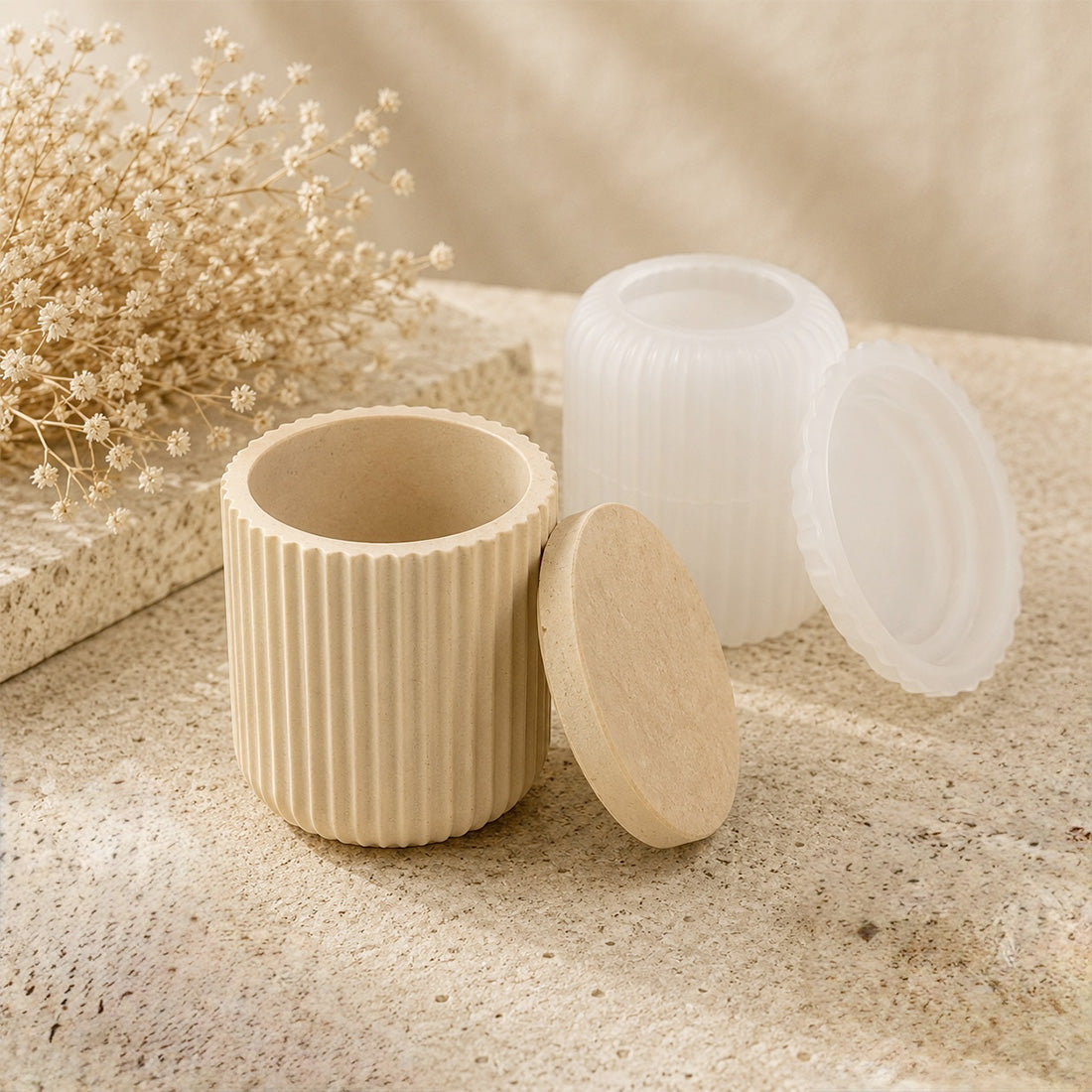 Moule Pot strié S pour créations Jesmonite - Silicone