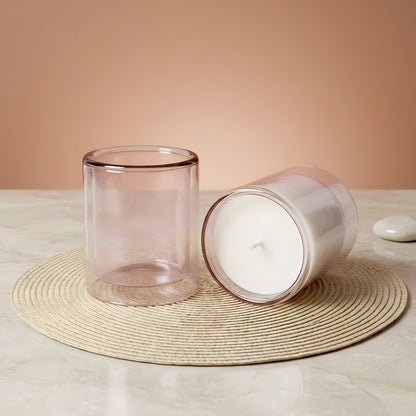 Verre pour bougie violet transparent à double paroi 400 ml