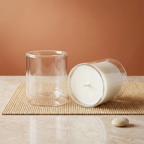 Verre bougie Transparent double paroi - 400 ml contenant pour bougie artisanale fabrication maison Terre de Bougies