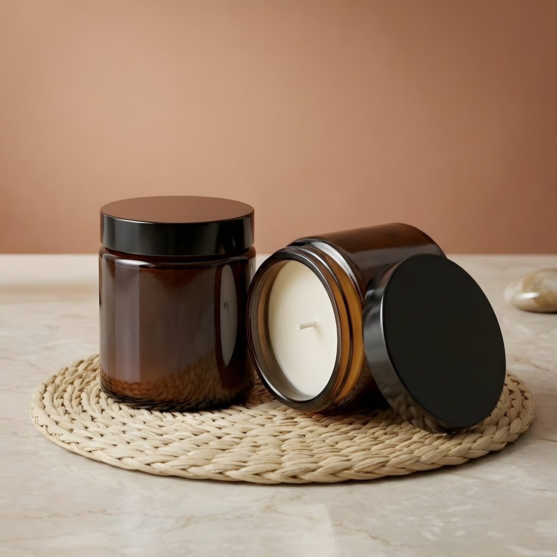 Verre bougie Pommadier ambré - 120 ml