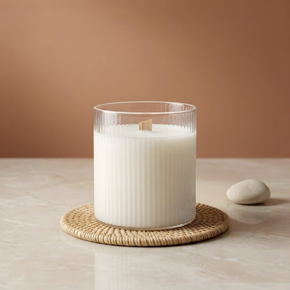 Verre bougie strié Transparent - 330 ml