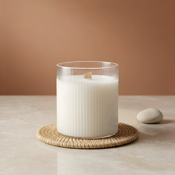 Verre bougie strié Transparent - 330 ml