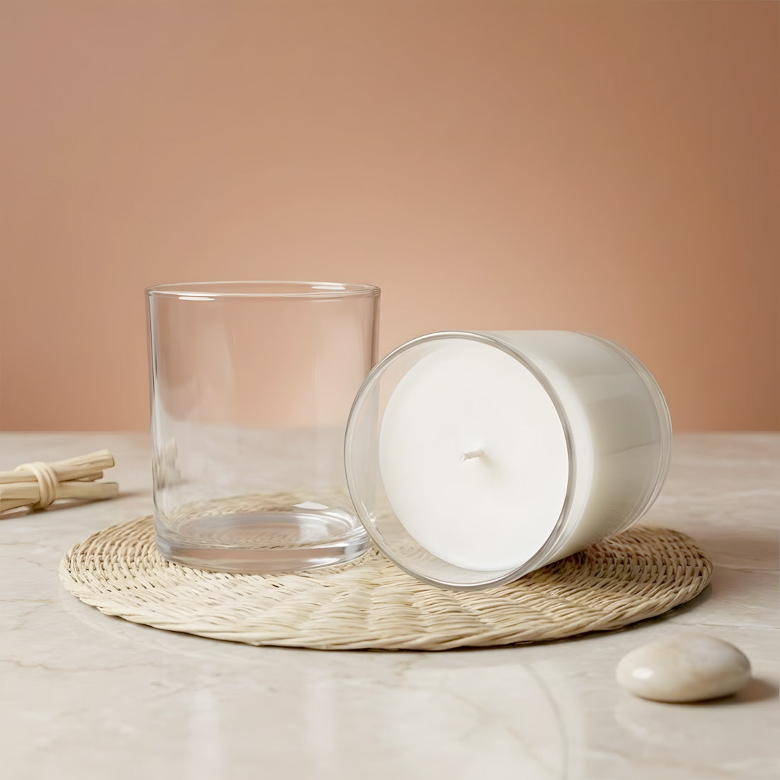 Verre pour bougie rond transparent 450 ml